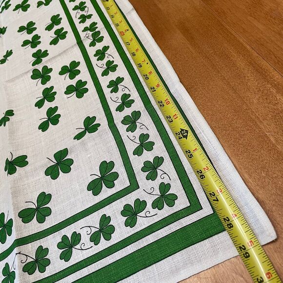 Decorative Vintage Pure Linen Irish Shamrock Tea Towel Wall Hanging Table Runner - Picture 4 of 4